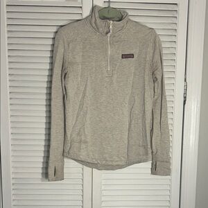 Vineyard Vines Light Gray Quarter-Zip Sweater
